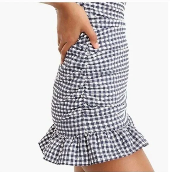 J. Crew ๐๏ธ Blue & White Gingham Retro Style beach swimsuit bathing suit skirt 6 - Picture 2 of 12
